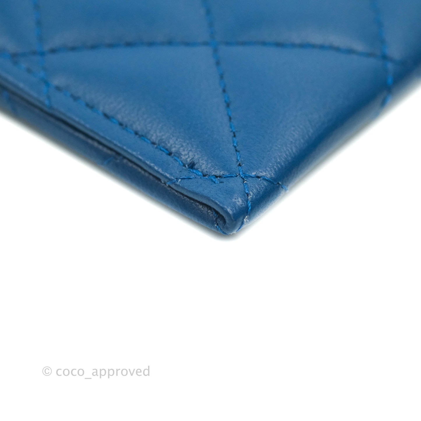 Chanel CC Card Holder Blue Lambskin Rainbow Hardware