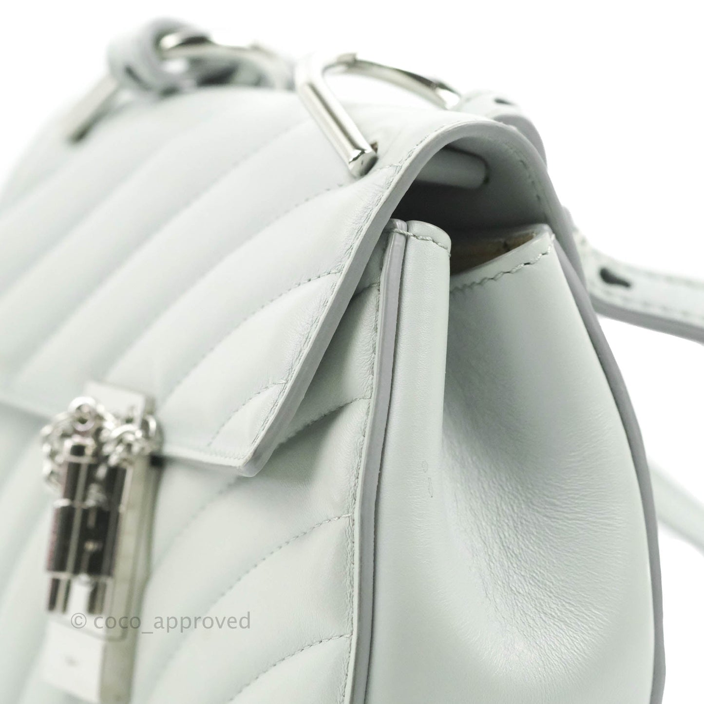 Chloe Quilted Mini Drew Bijou Crossbody Bag Airy Grey Smooth Calfskin Silver Hardware