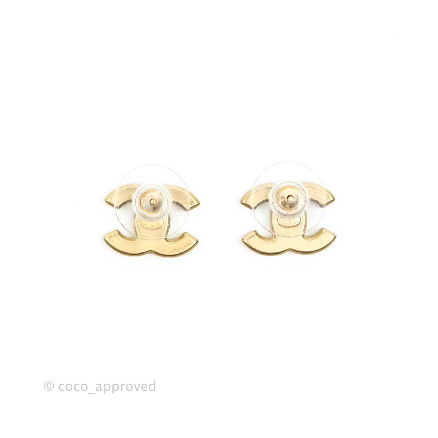 Chanel Crystal CC Earrings Gold Tone