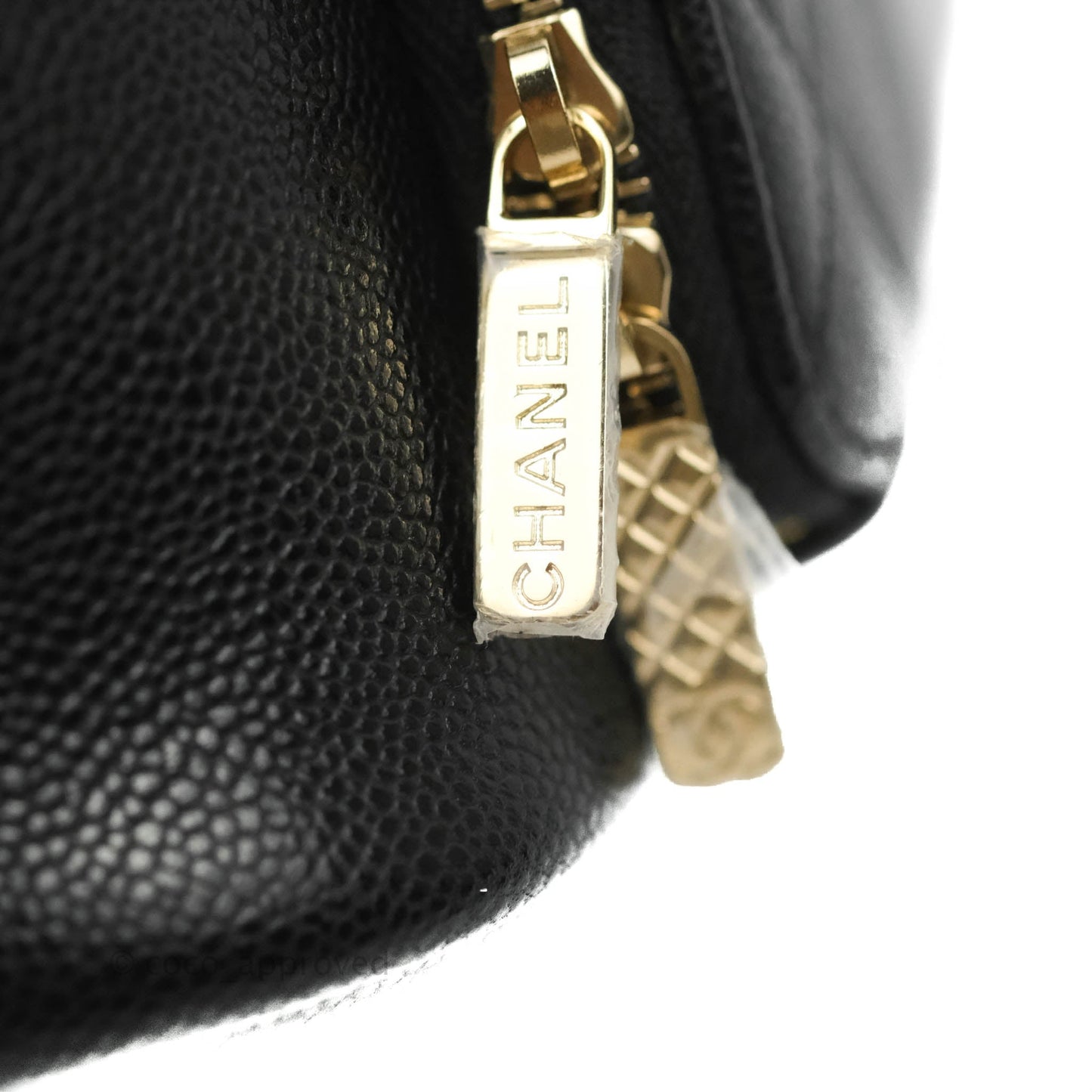 Chanel Caviar Quilted CC Pocket Bucket Bag Black Gold Hardware