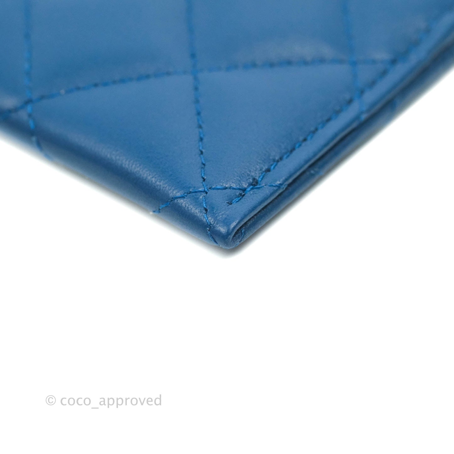 Chanel CC Card Holder Blue Lambskin Rainbow Hardware