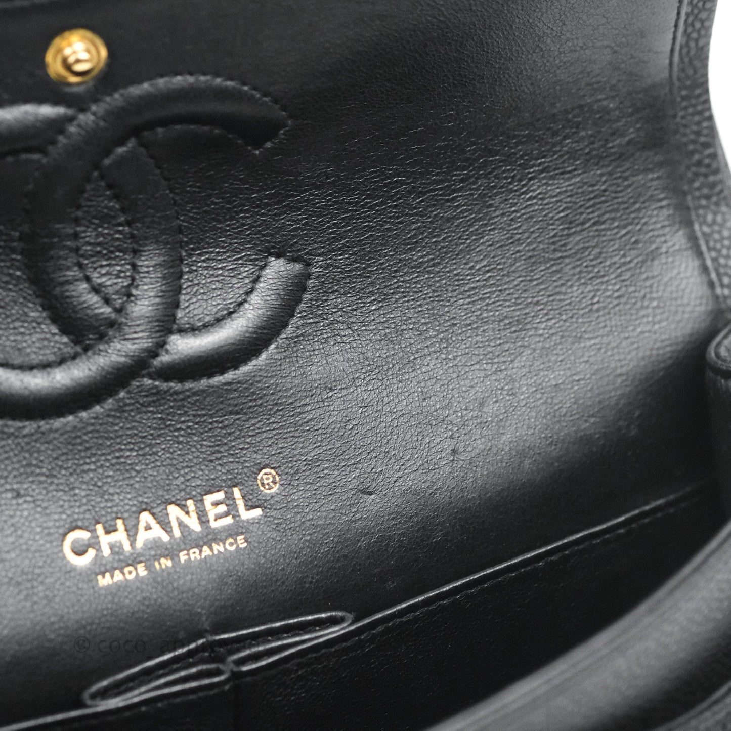 Chanel Quilted Classic M/L Medium Flap Black Caviar Gold Hardware