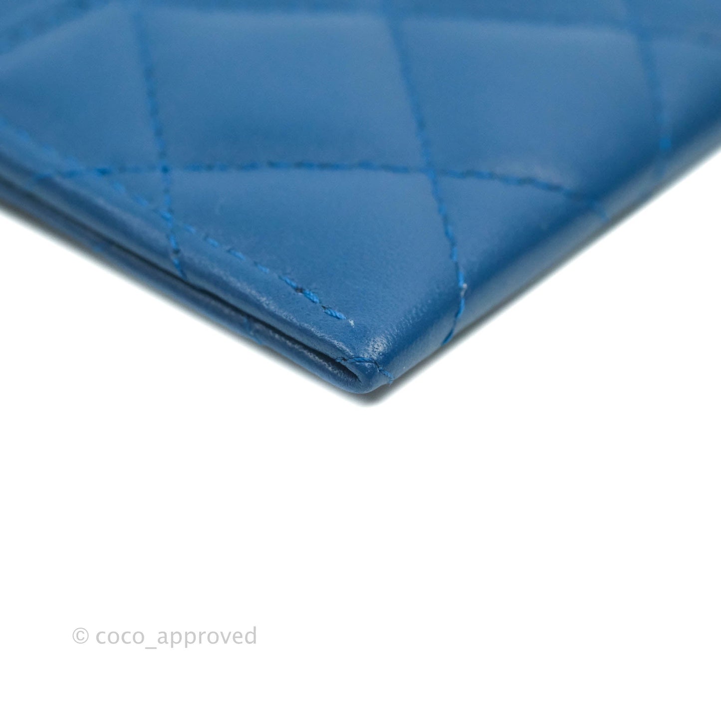 Chanel CC Card Holder Blue Lambskin Rainbow Hardware