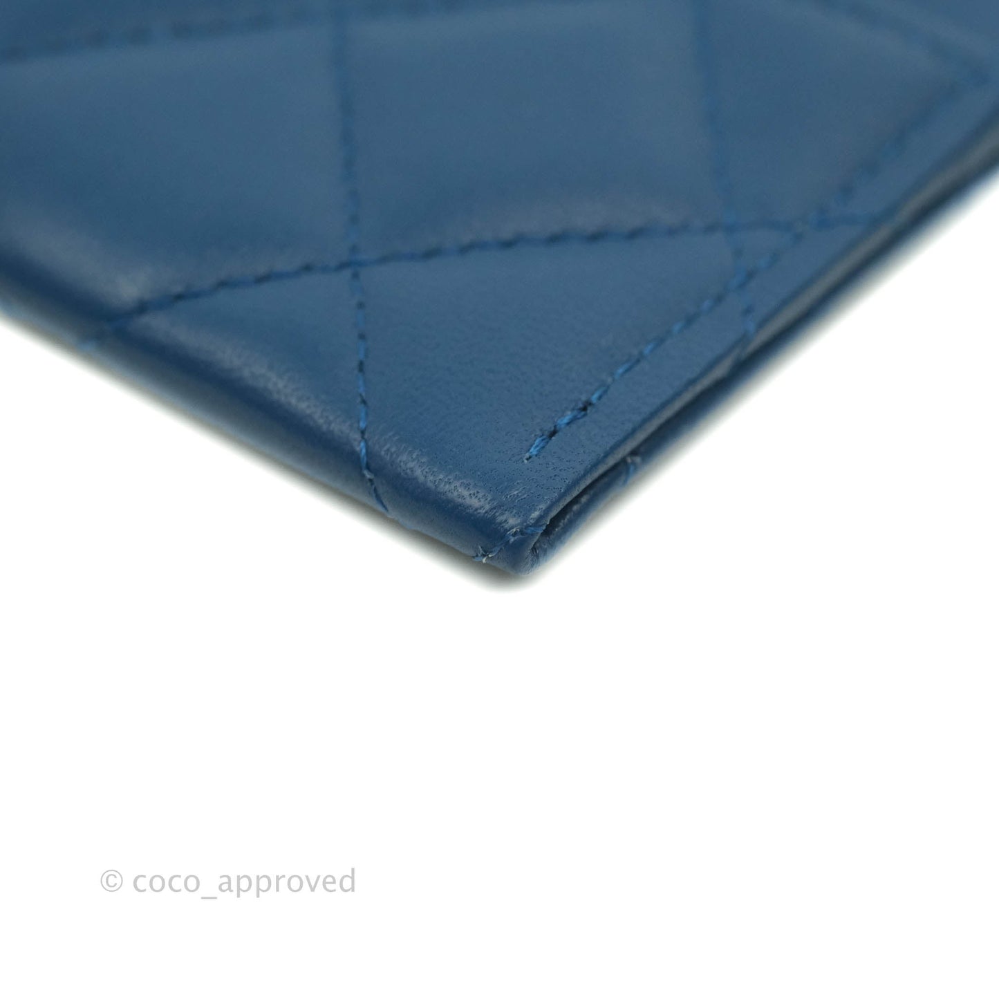 Chanel CC Card Holder Blue Lambskin Rainbow Hardware