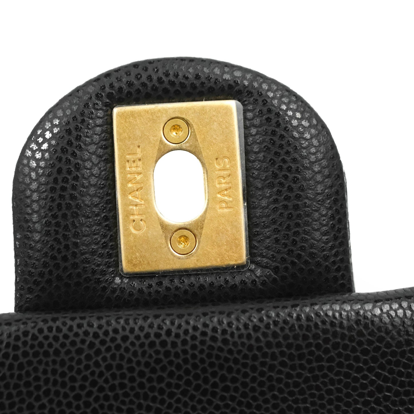 Chanel Small Flap with Coin Charm Black Caviar Aged Gold Hardware 22A