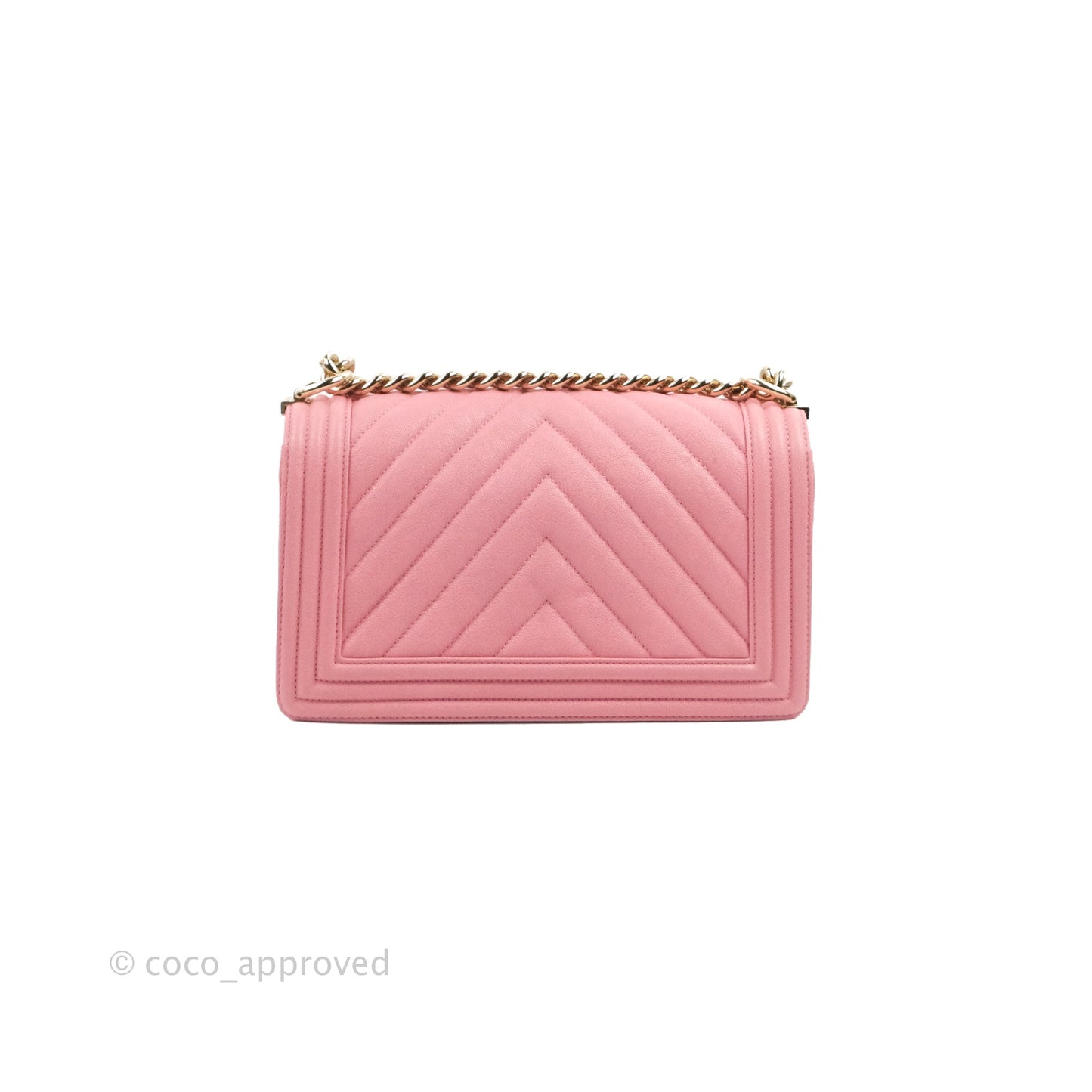 Chanel Quilted Medium Boy Rosy Pink Chevron Caviar Gold Hardware