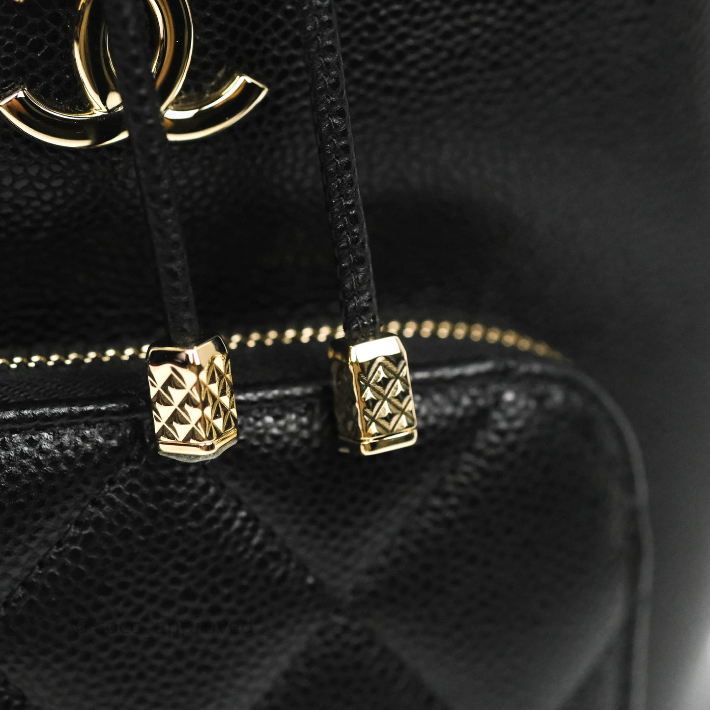 Chanel Caviar Quilted CC Pocket Bucket Bag Black Gold Hardware