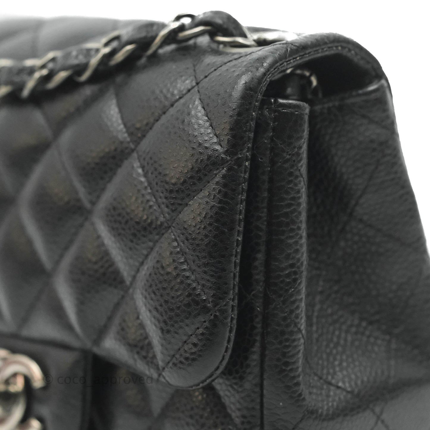 Chanel Mini Square Black Caviar Ruthenium Hardware