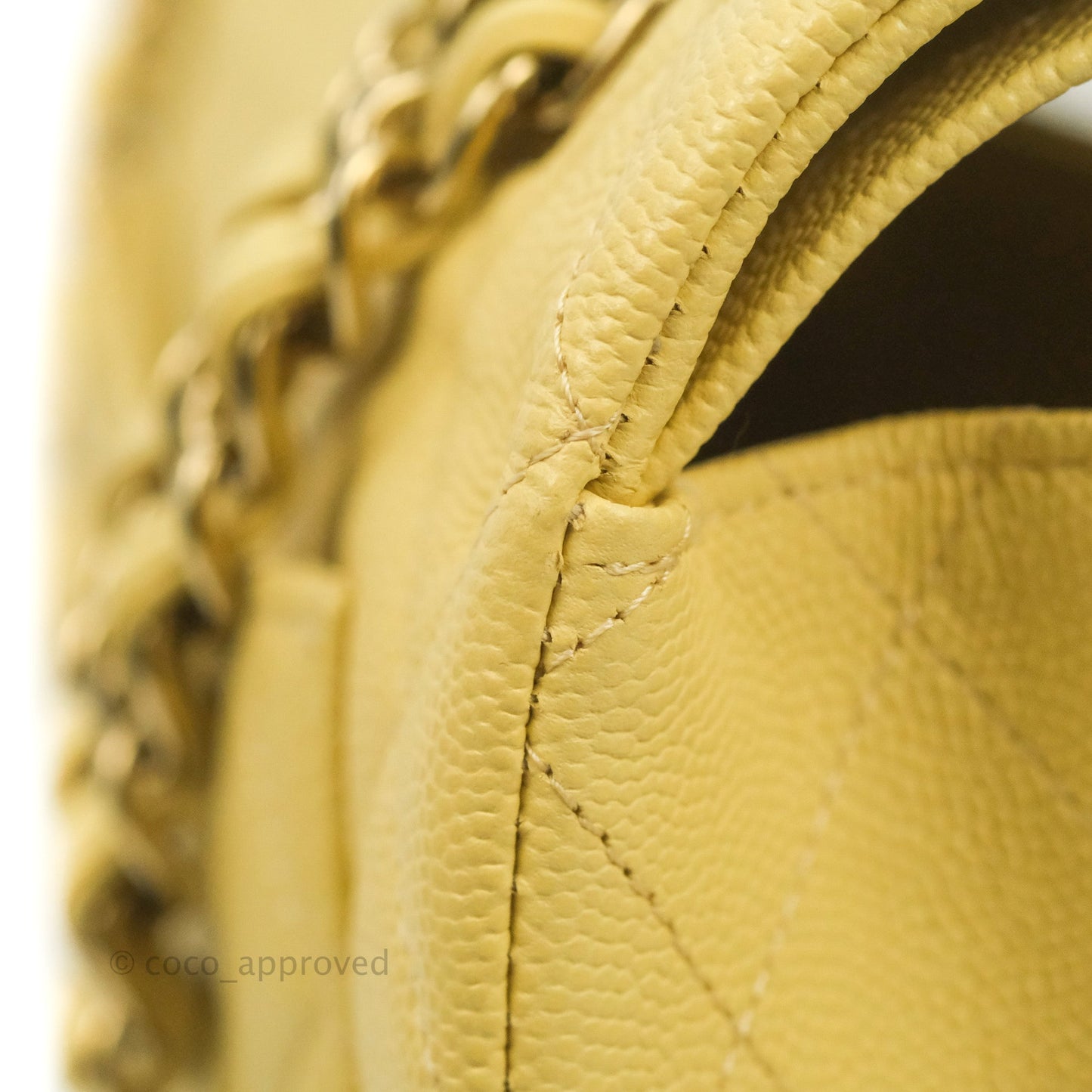 Chanel Classic Small S/M Quilted Flap Yellow Caviar Gold Hardware