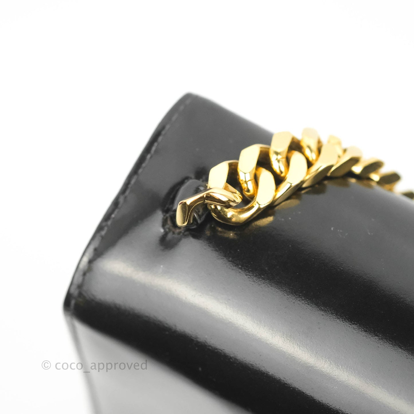 Chanel Vintage Chain Tote Bag Black Patent Gold Hardware