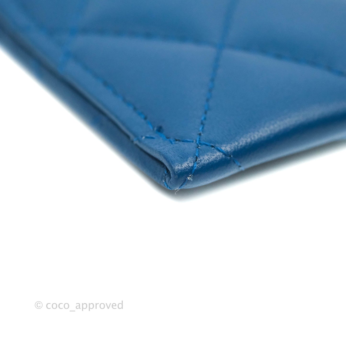 Chanel CC Card Holder Blue Lambskin Rainbow Hardware