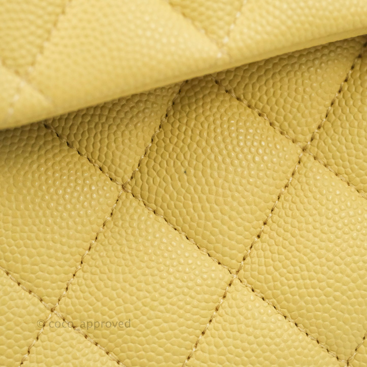 Chanel Classic Small S/M Quilted Flap Yellow Caviar Gold Hardware