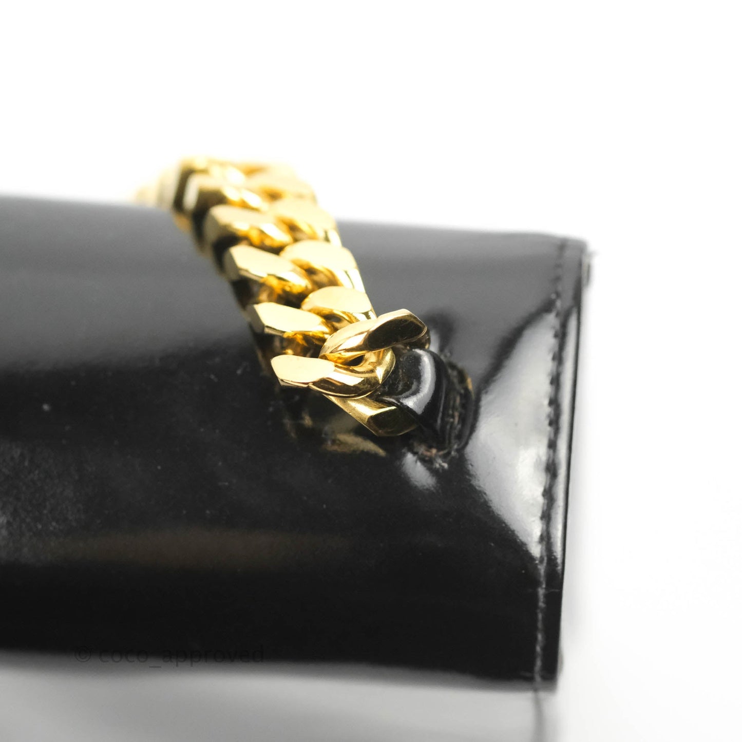 Chanel Vintage Chain Tote Bag Black Patent Gold Hardware