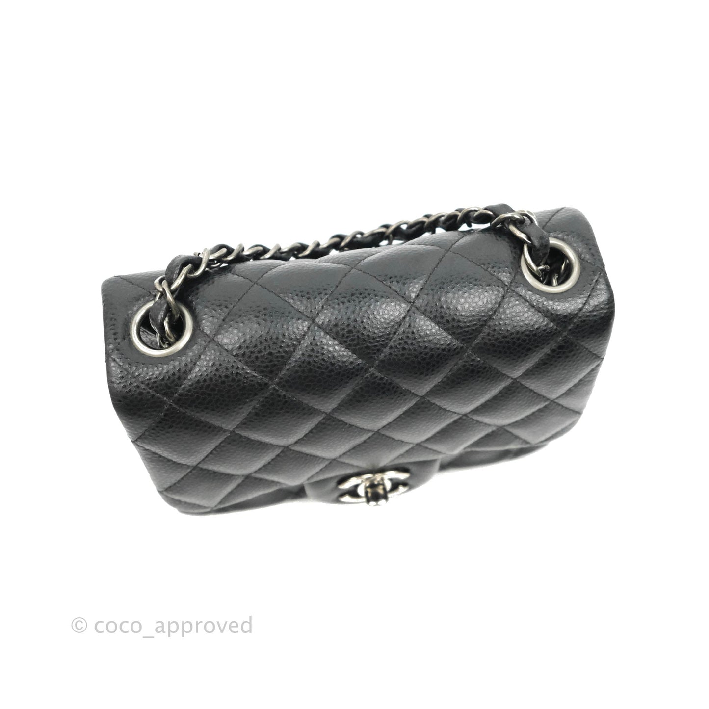 Chanel Mini Square Black Caviar Ruthenium Hardware