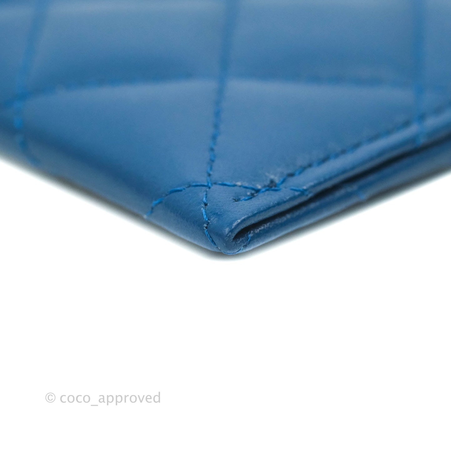 Chanel CC Card Holder Blue Lambskin Rainbow Hardware