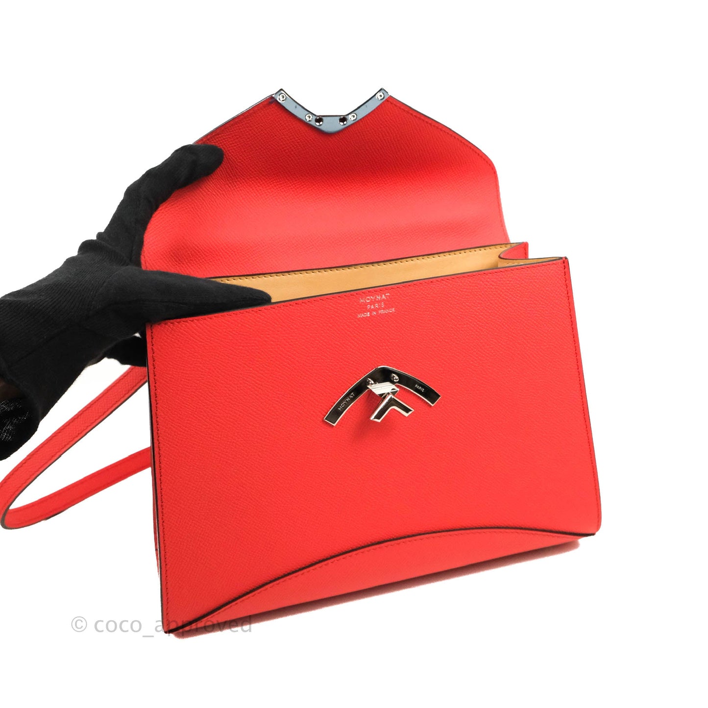 Moynat Gabrielle PM Bag Red Calfskin Silver Hardware