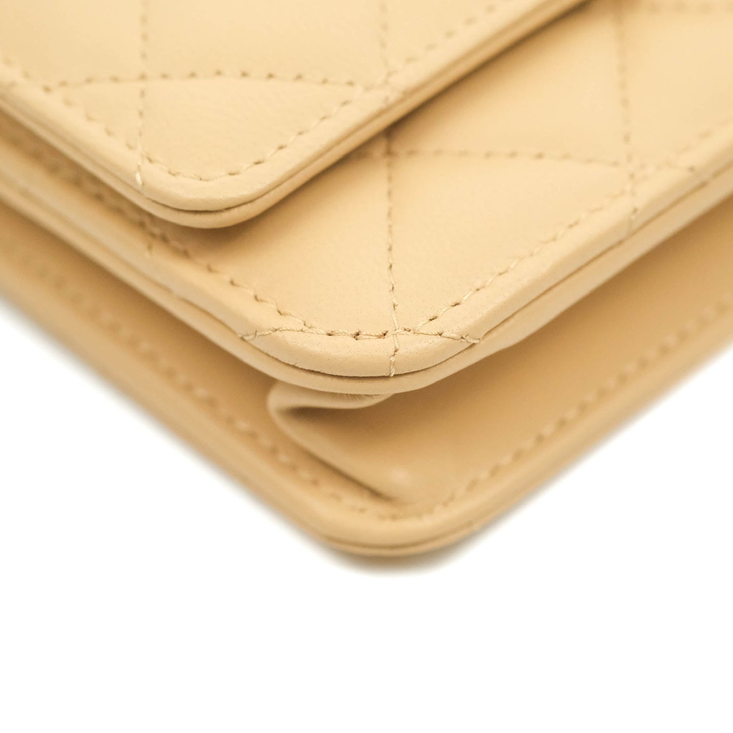 Chanel Quilted Pearl Crush Wallet on Chain WOC Beige Lambskin Aged Gold Hardware