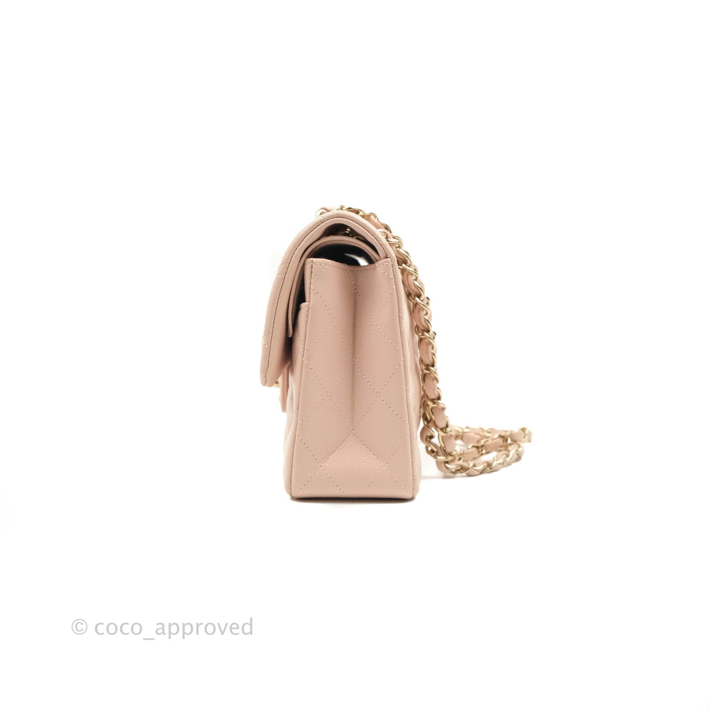 Chanel Small Classic Quilted Flap Rose Clair Pink Caviar Gold Hardware 21C