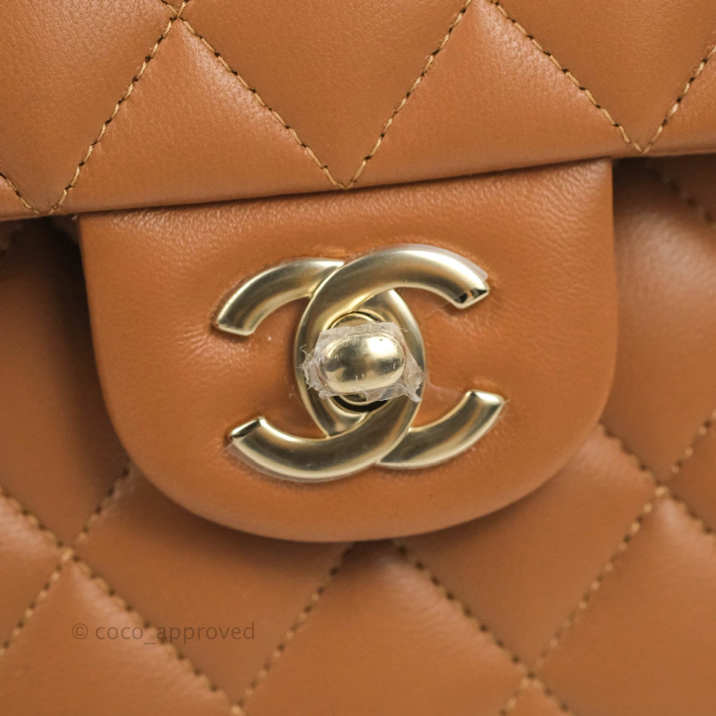 Chanel Small Classic Quilted Flap Dark Beige Caramel Lambskin Gold Hardware 22S