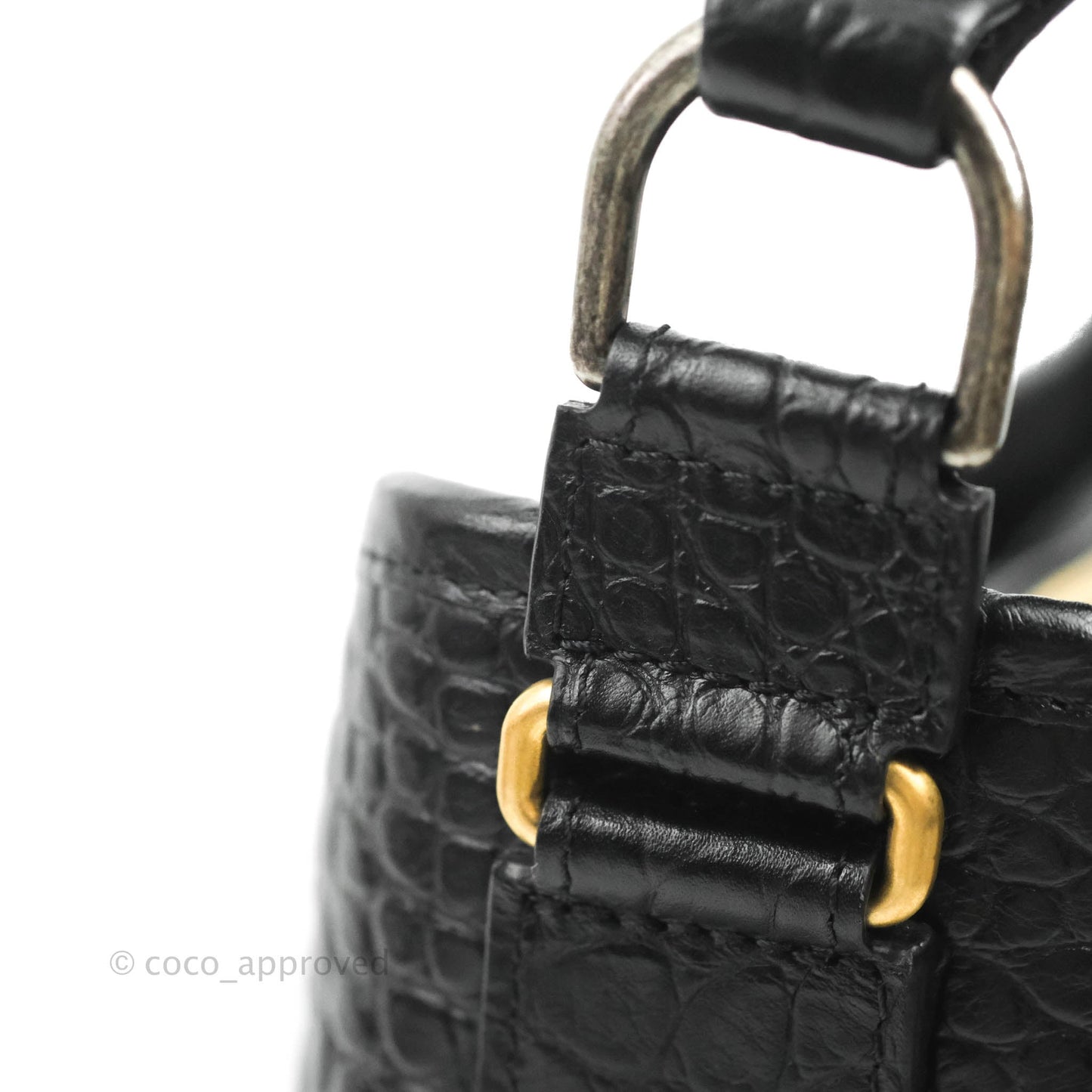 Chanel Large Gabrielle Hobo Crocodile Embossed Black Calfskin