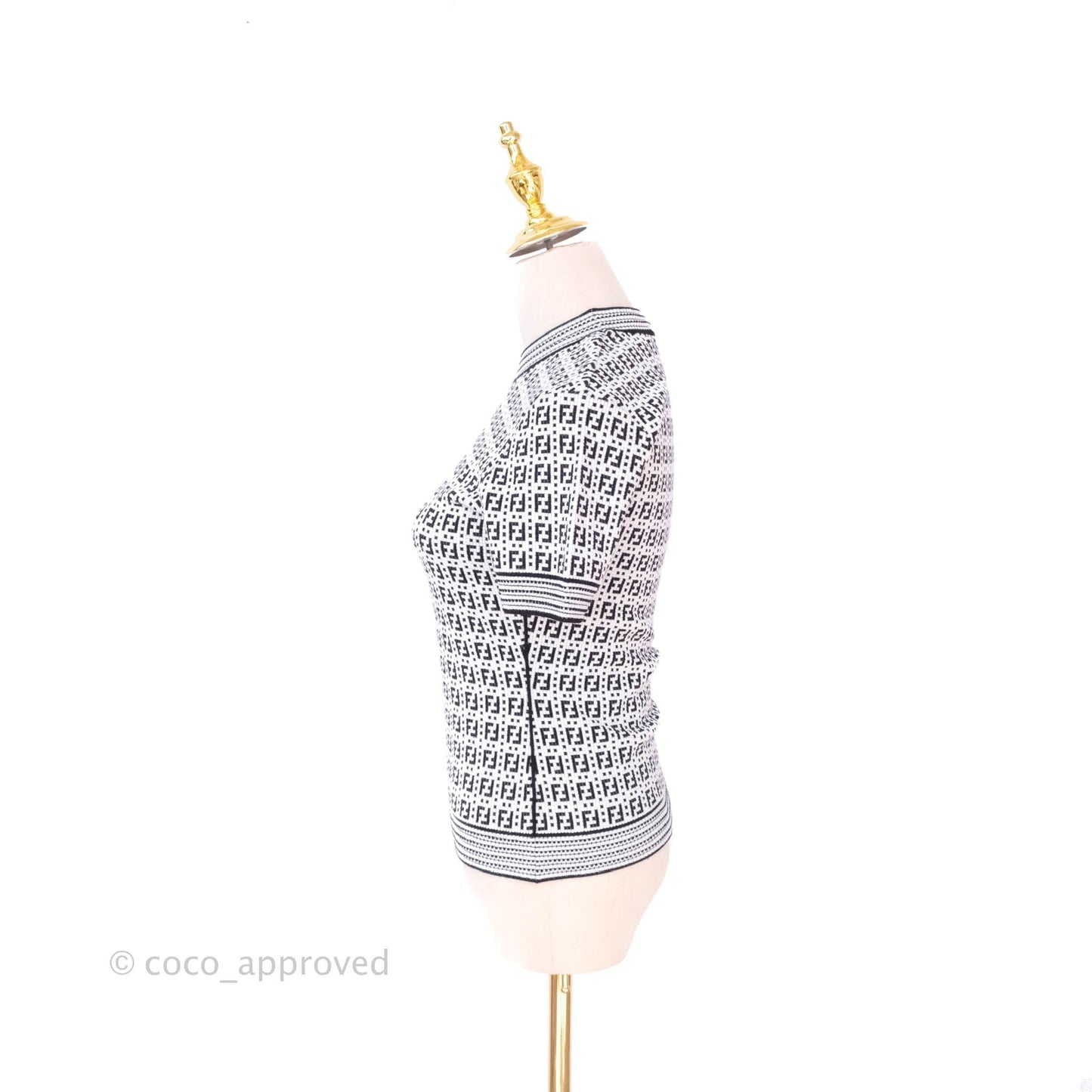 Fendi FF Pattern Woven White Top