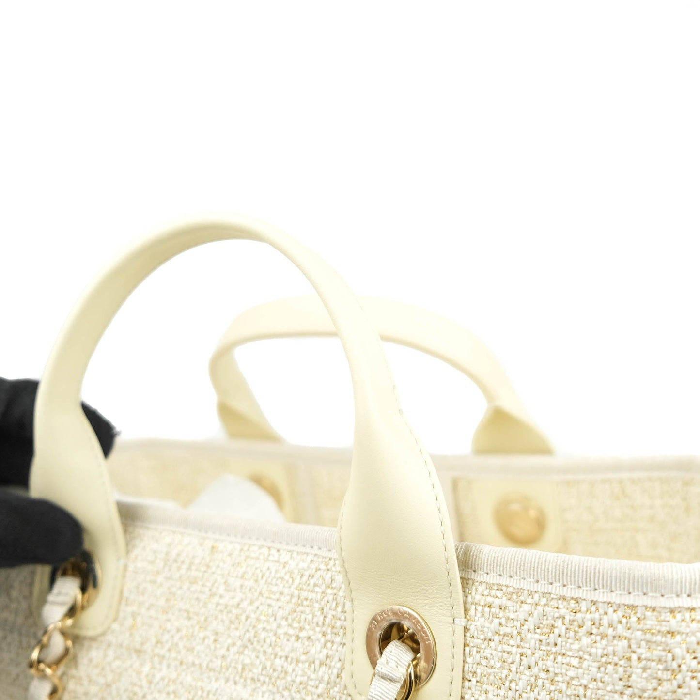 Chanel Large Deauville Iridescent Gold Beige Canvas Gold Hardware