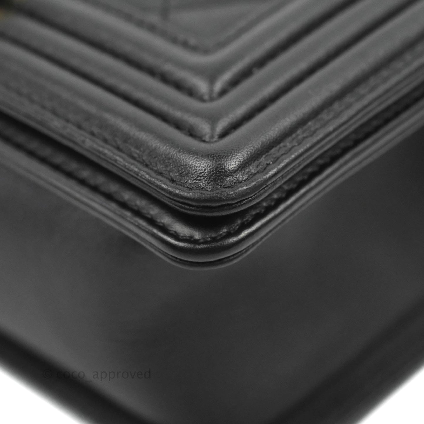 Chanel Quilted Small Boy Black Calfskin Aged Gold Hardware