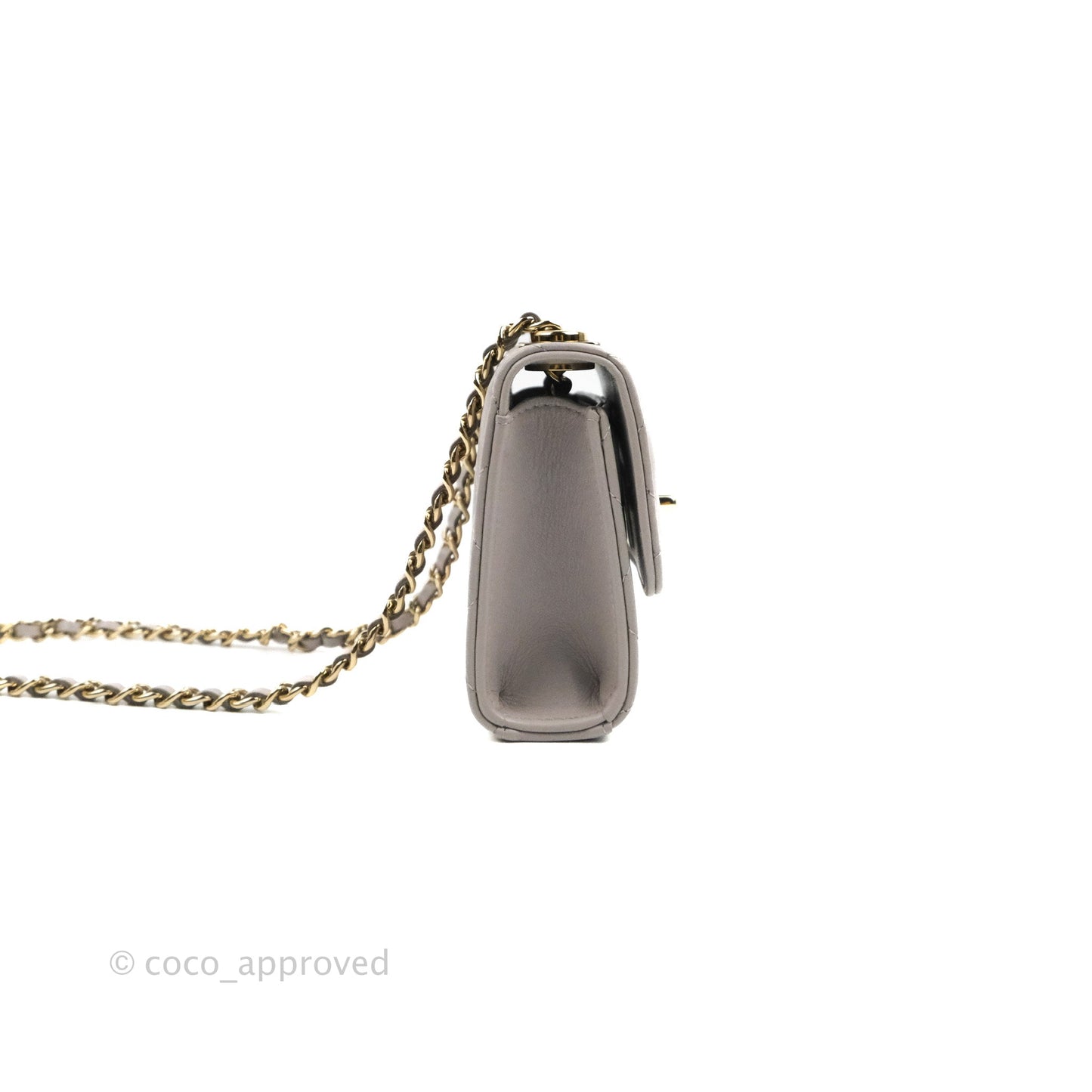 Chanel Mini Quilted Trendy CC Clutch With Chain Grey Lambskin Gold Hardware