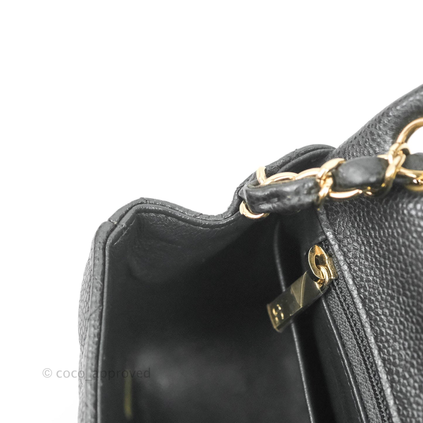 Chanel Quilted Mini Square Flap Bag Pearly Black Caviar Gold Hardware
