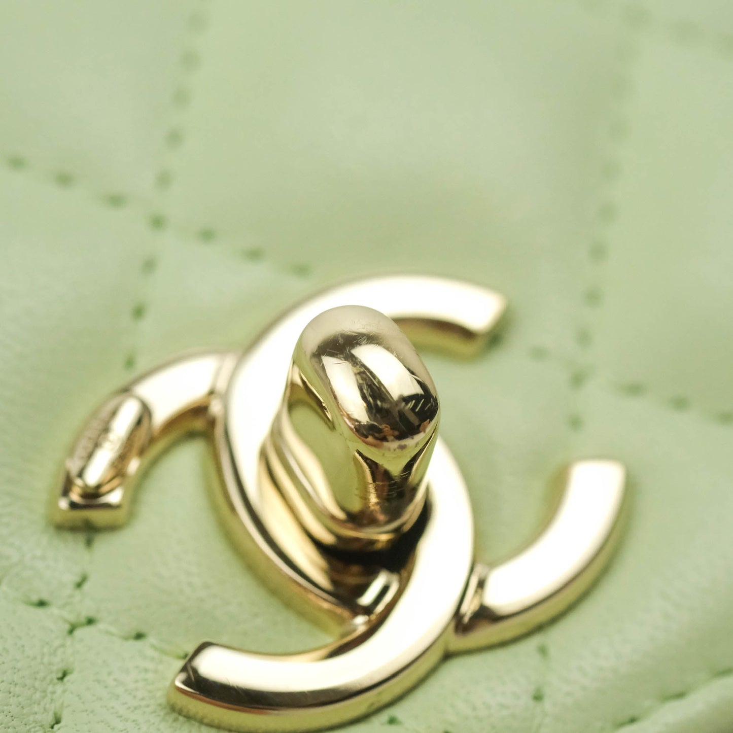 Chanel Mini Quilted Trendy CC Clutch With Chain Light Green Lambskin Gold Hardware