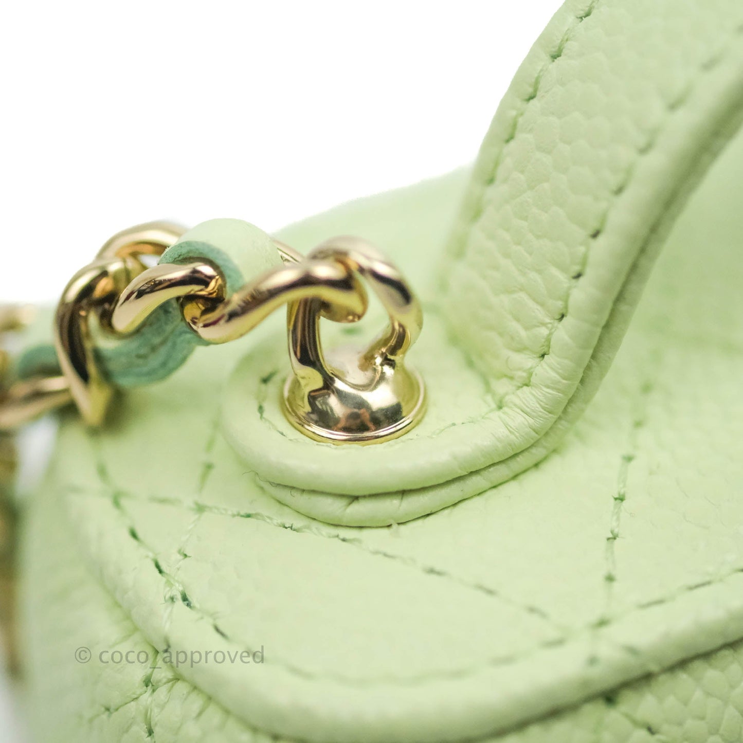 Chanel Quilted Small Handle With Care Vanity Case With Chain Green Caviar Gold Hardware
