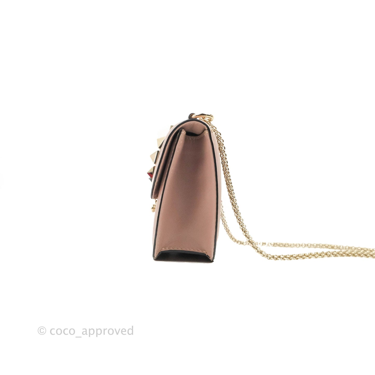 Valentino Small Vitello Glam Lock Rockstud Flap Poudre