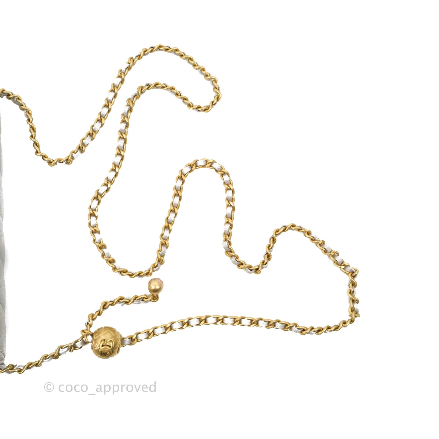 Chanel Quilted Pearl Crush Wallet on Chain WOC Grey Lambskin Aged Gold Hardware