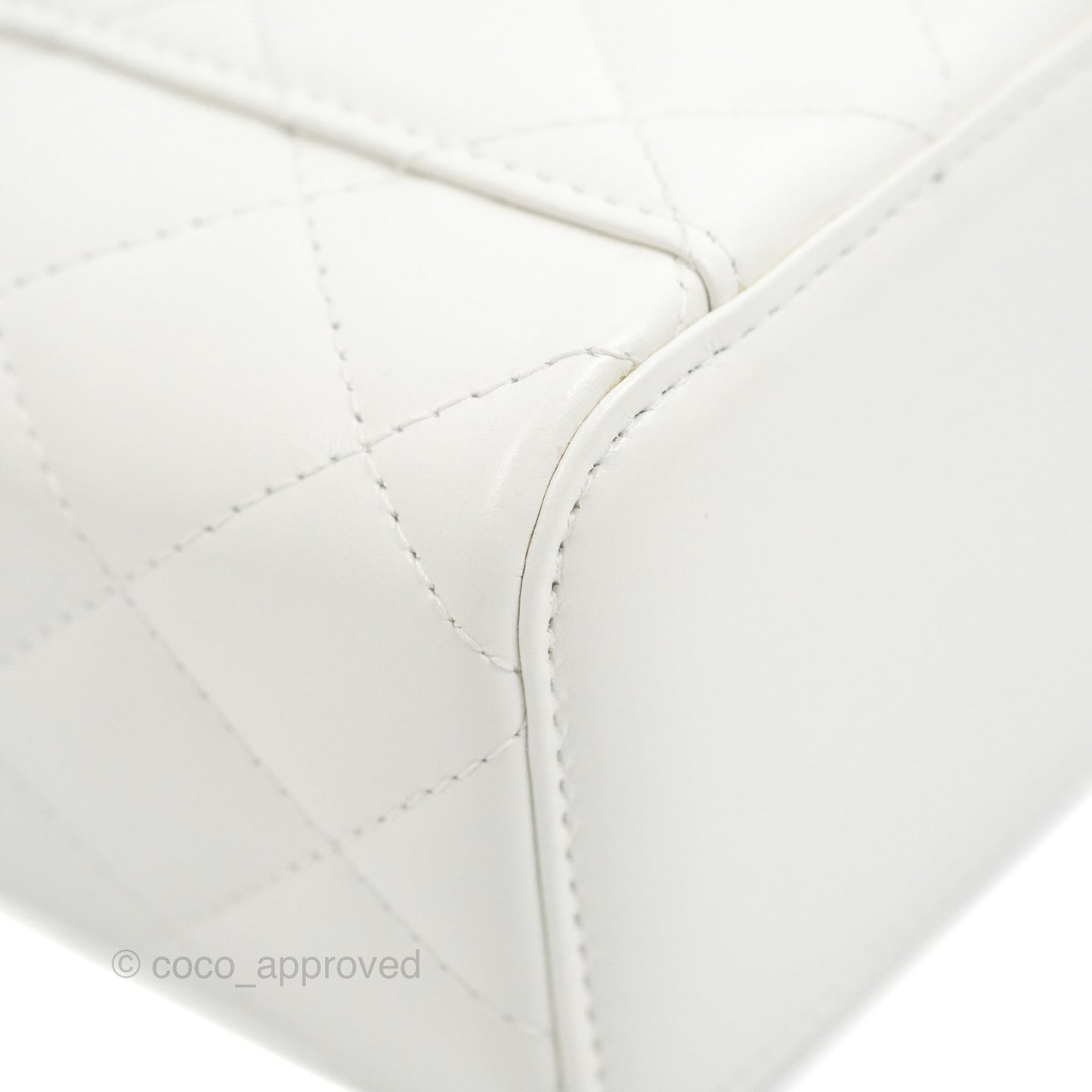 Chanel Quilted Mini Perfect Fit Vanity With Chain White Calfskin Aged Gold Hardware