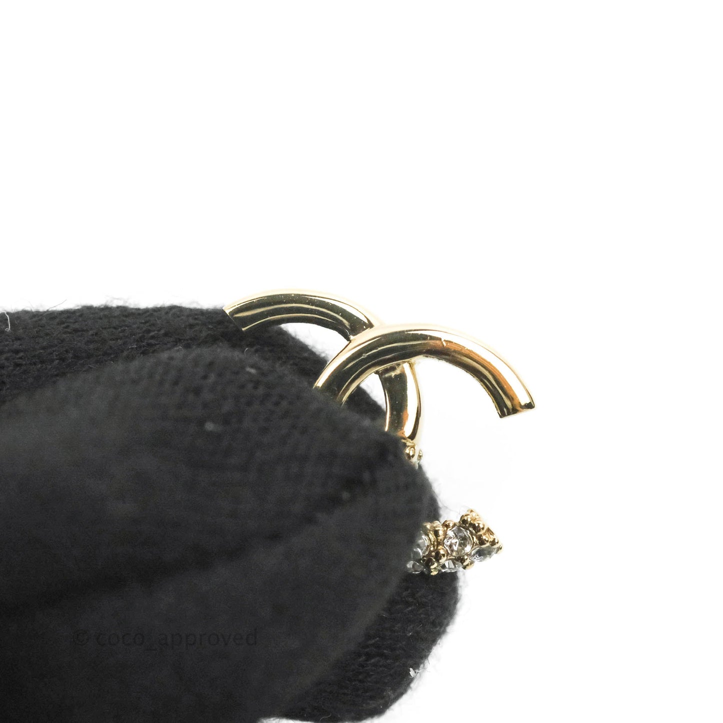Chanel CC Crystal Earrings Gold Tone 22K