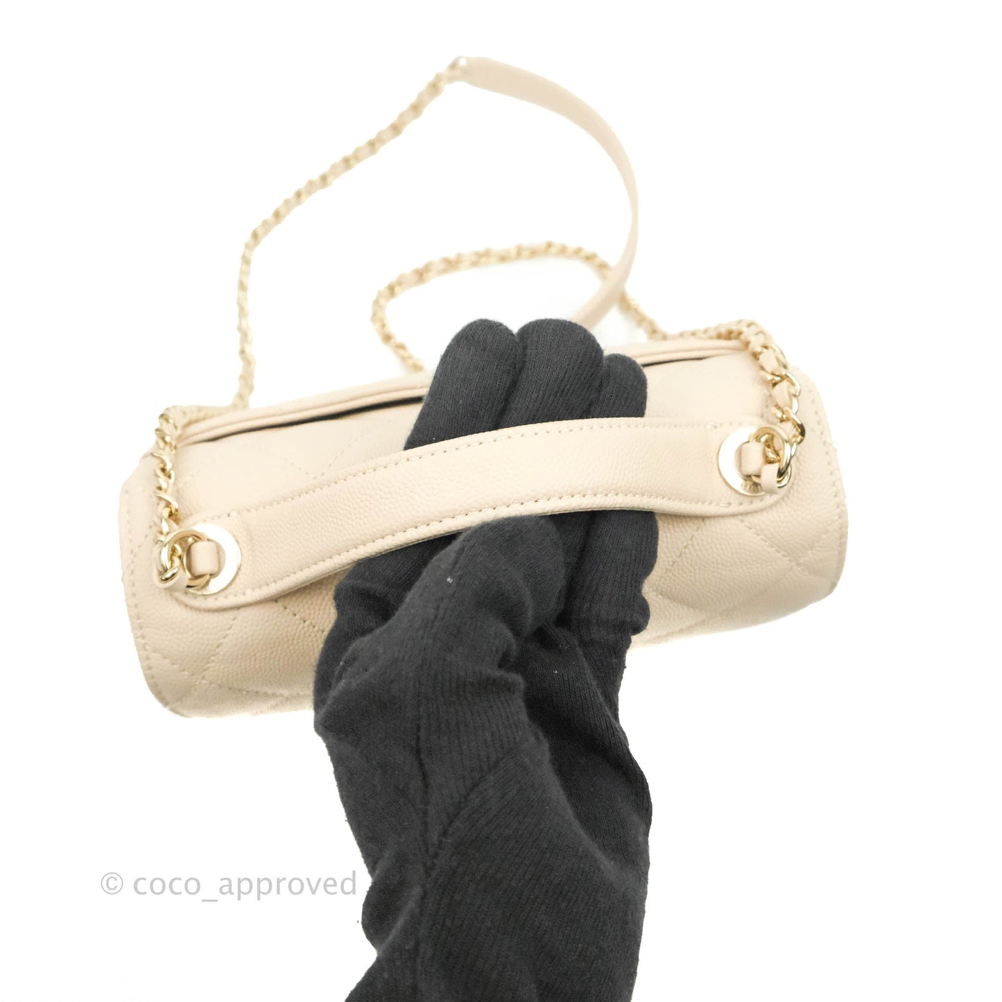 Chanel Quilted Small Business Affinity Flap Light Beige Caviar Gold Hardware