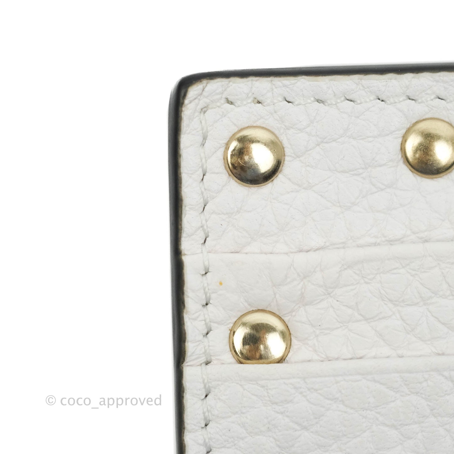 Valentino Garavani Shot Wallet White Grained Leather Gold Hardware
