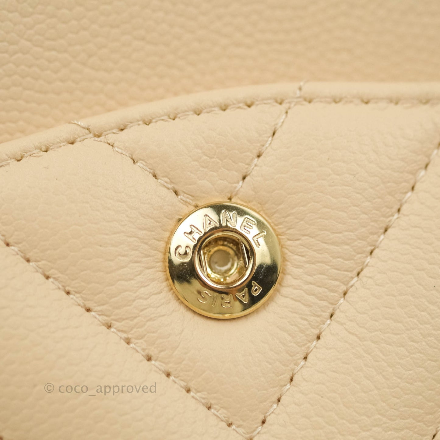 Chanel Classic S/M Small Double Flap Chevron Beige Caviar Gold Hardware