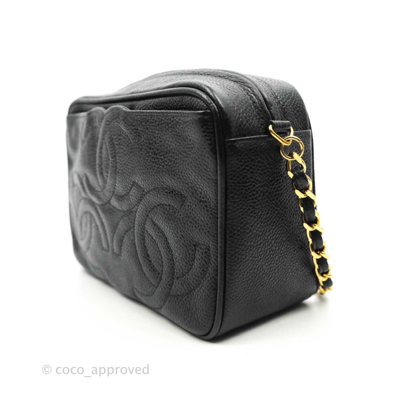 Chanel Vintage Camera Bag Black Caviar Gold Hardware