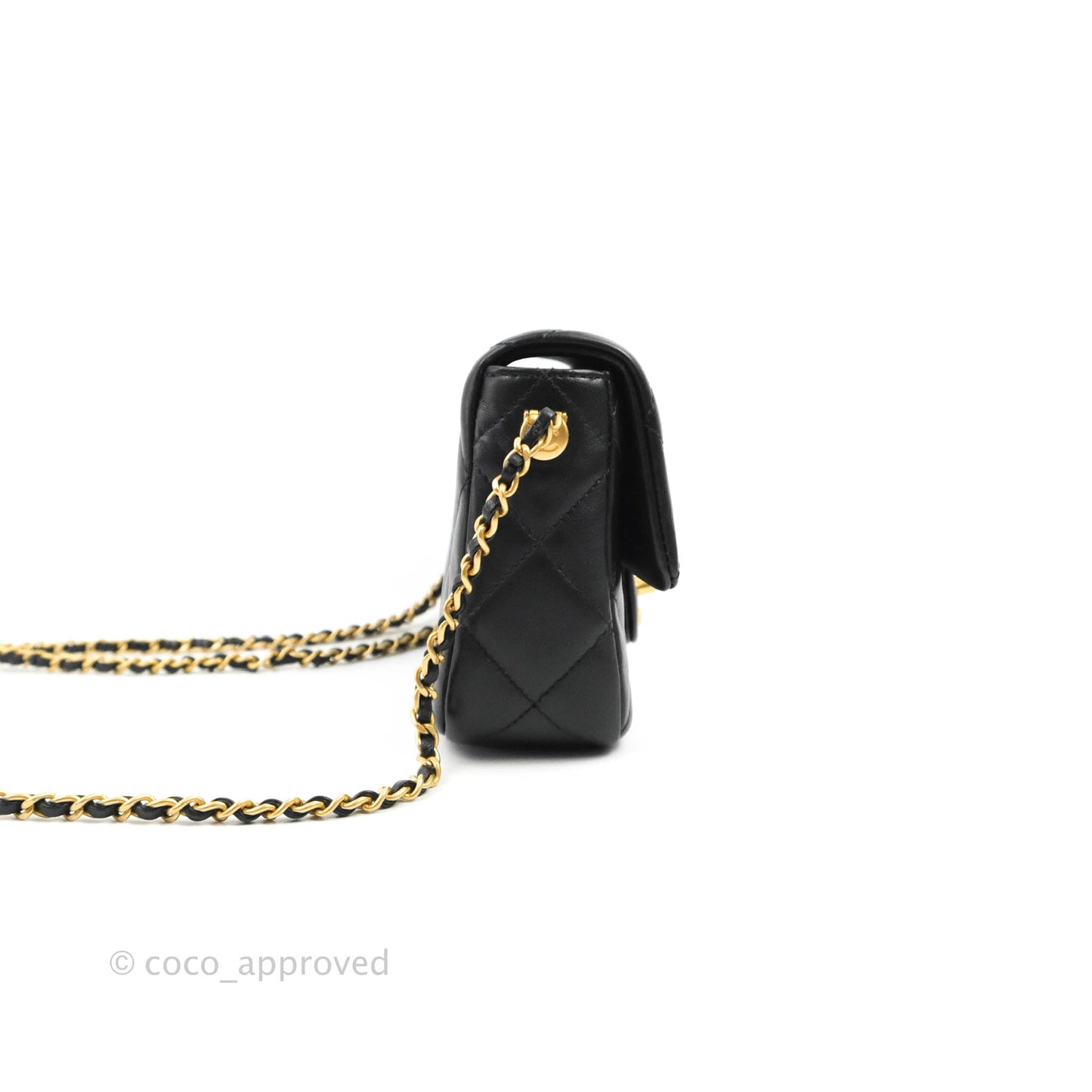 Chanel Quilted My Perfect Mini With Pearl Black Lambskin Gold Hardware