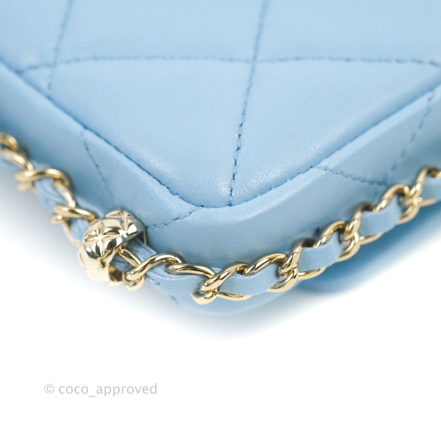 Chanel Mini Clutch With Chain Blue Lambskin Gold Hardware