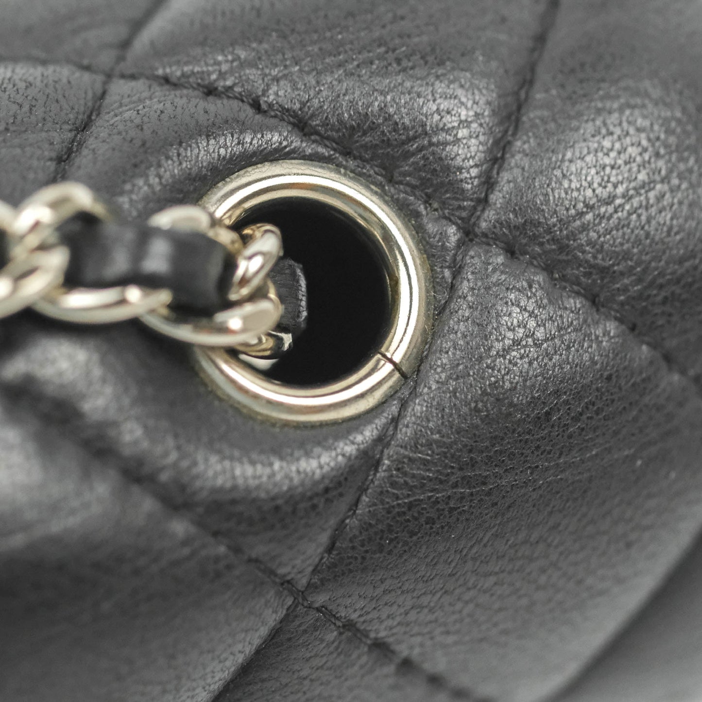Chanel Quilted Extra Mini Rectangular Flap Black Lambskin Silver Hardware
