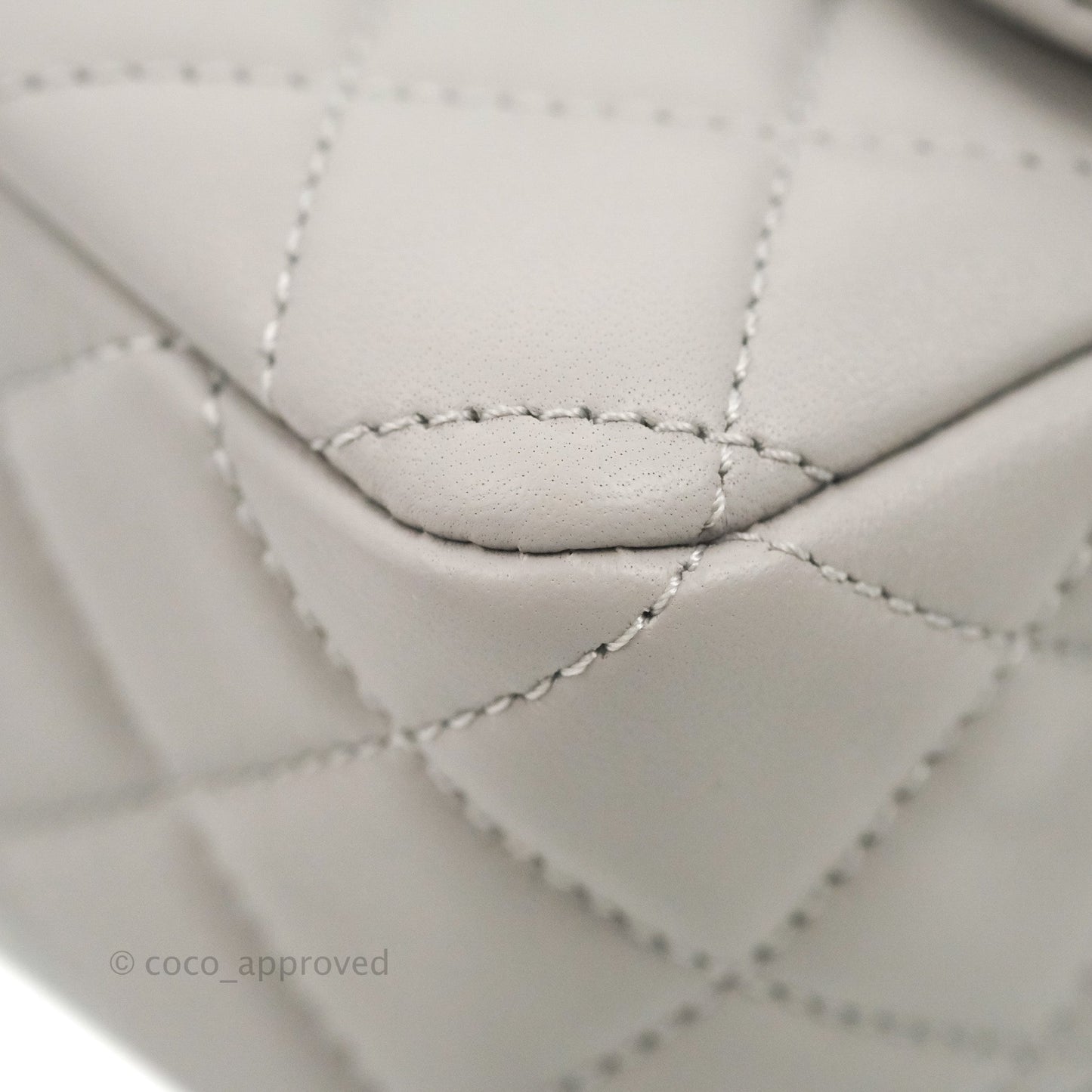 Chanel Mini Rectangular Pearl Crush Quilted Grey Lambskin Aged Gold Hardware