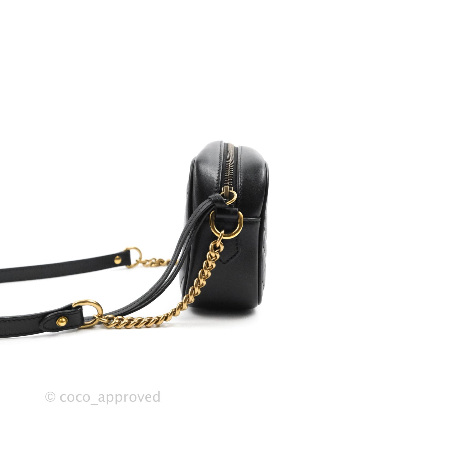 Gucci Mini Matelasse GG Marmont Camera Bag Black Calfskin Gold Hardware
