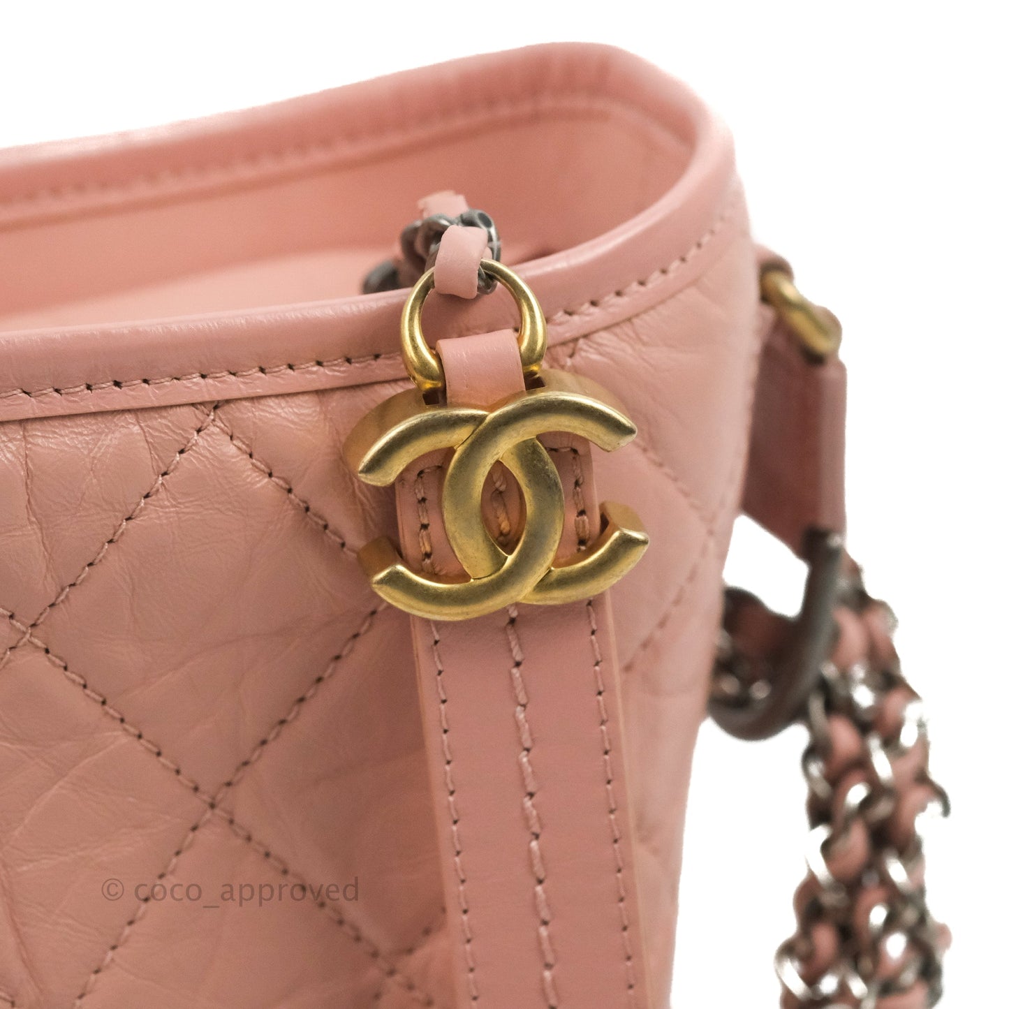 Chanel Small Gabrielle Hobo Quilted Pink Aged Calfskin