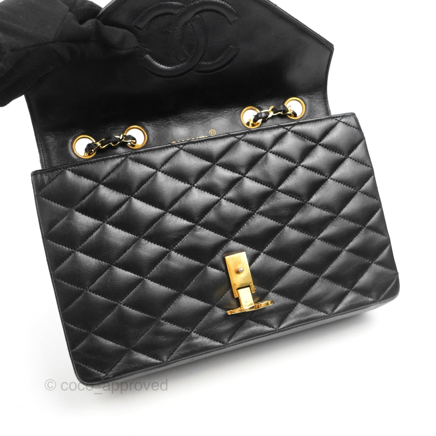 Chanel Vintage CC Clip-lock Flap Bag Black Lambskin 24K Gold Hardware