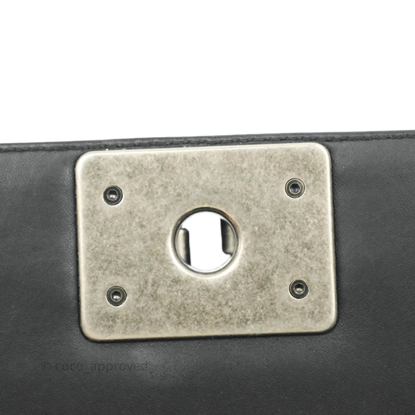 Chanel Boy Clutch Python Patent Black Ruthenium Hardware