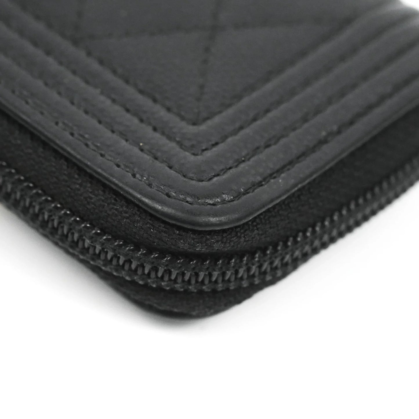 Chanel Boy Zipped Coin Purse Black Caviar Gold Hardware