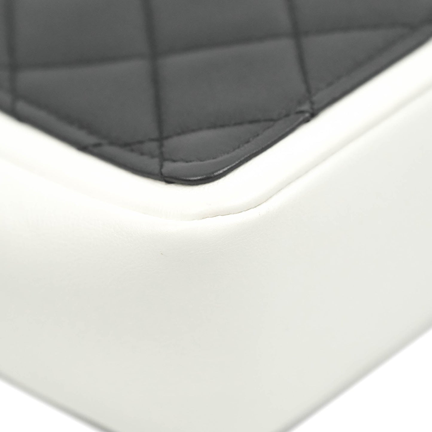 Chanel Quilted Graphic Mini Flap Bag Black White Gold Hardware
