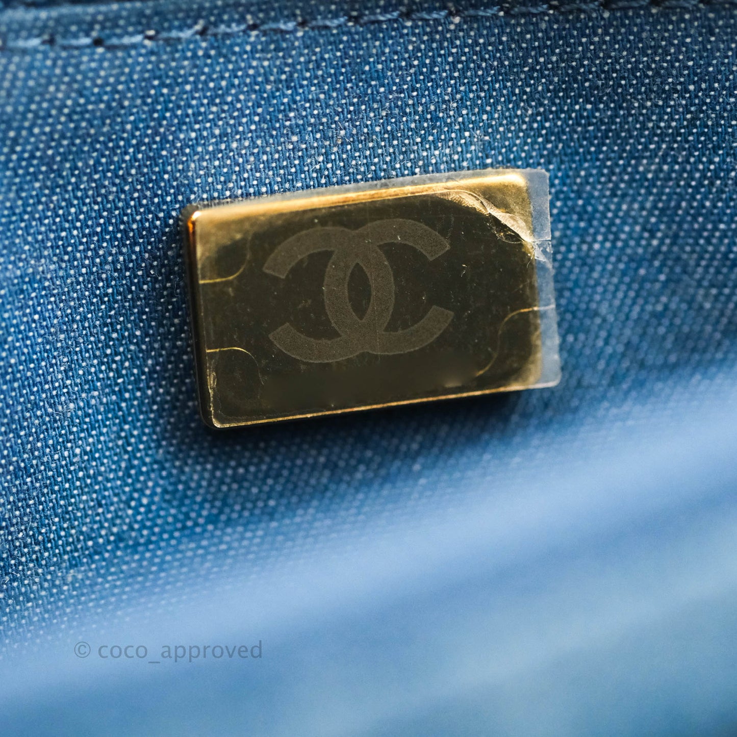Chanel Quilted Pearl Crush Wallet on Chain WOC Denim Aged Gold Hardware